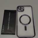 Misea Magnetic for iPhone 14 Plus Case Compatible with MagSafe [Never Yellowing] [Military Grade Drop Protection] Full Camera Lens Protector Plating Soft Clear Phone Case for Women Girls, Purple