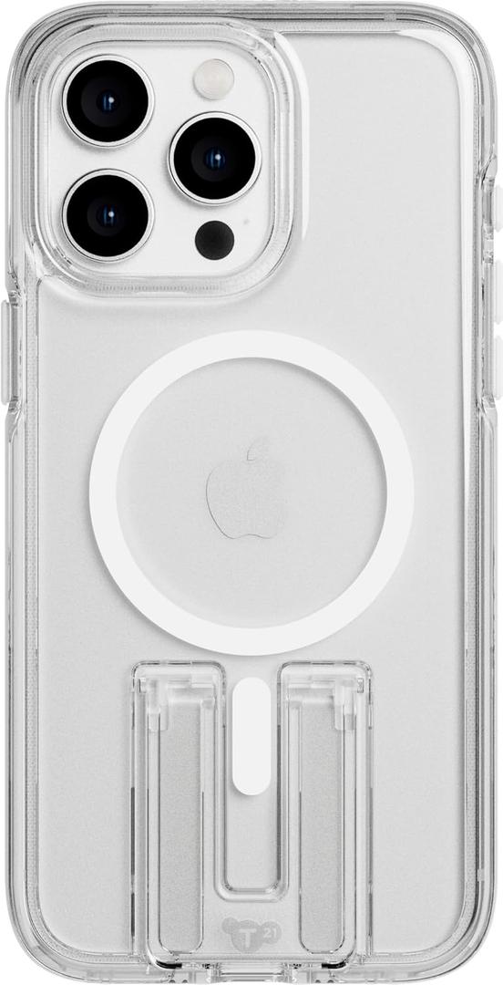Tech21 Evo Crystal Kick case for iPhone 15 Pro Max - Compatible with MagSafe - Impact Protection Case - Kickstand - White