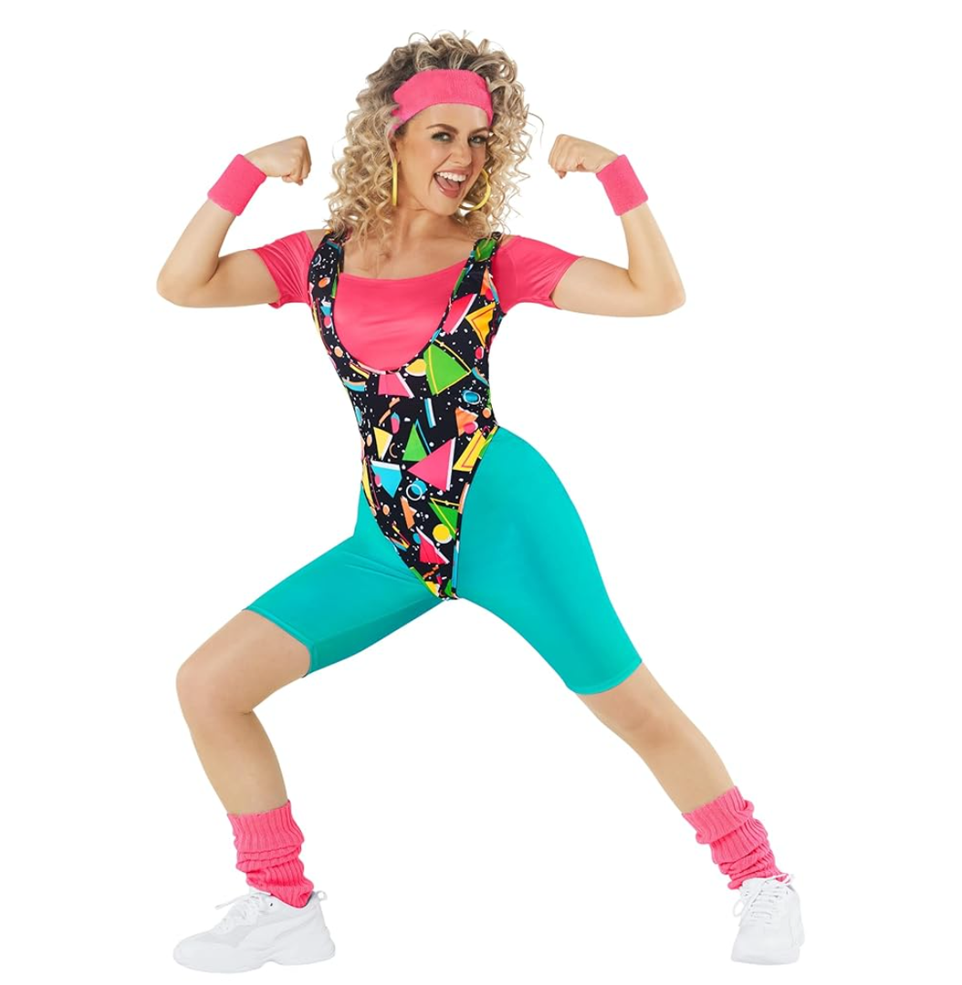 Morph 80s Workout Outfit for Women 90s Retro Workout Outfits 80 s Aerobics Outfit Halloween Costume for Womens, S