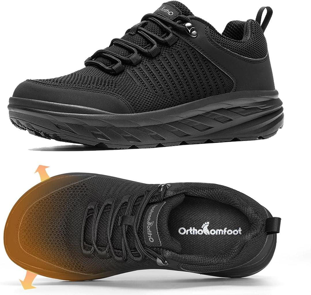 OrthoComfoot Men's Orthopedic Comfortable Diabetic Wide Shoes: Wide Toe Box Arch Support Plantar Fasciitis Sports Sneakers,Fashion Casual Hammer Toes Shoes for Foot and Heel Pain Relief 46EU