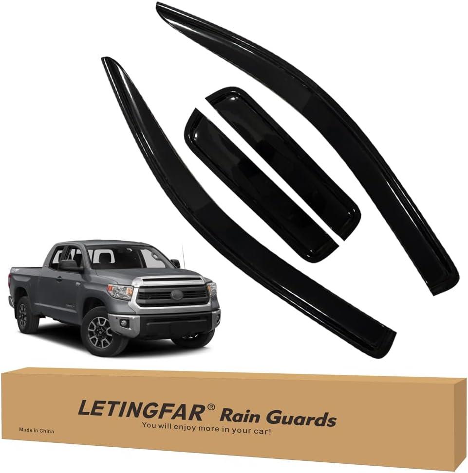 Tape-on Rain Guards for 2007-2021 Toyota Tundra Double Cab, for 2007-2021 Toyota Tundra Accessories Side Vent Visors Shades Window Deflectors for Toyota Tundra