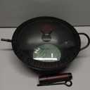 Wok, 13 Inch carbon steel woks & stir-fry pans nonstick, Pre-Seasoned 5.8QT Flat Bottom Chinese Wok Paella Pan with lid, Carbon Steel Cookware, Compatible with All Cooktops