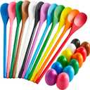 JOYIN 24 PCS Easter Egg and Spoon Race Game Set, 12 Players Carnival Egg and Spoon Relay Game for Kids & Family Activity Holiday Outdoor Yard Easter Egg Hunt Birthday Party Lawn