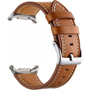 Galaxy Watch 8 Classic Band 46mm, Bands for Samsung Galaxy Watch8 40mm/44m (2025), Business Leather Wristband Replacement Strap for Men Women, Light Brown Silver