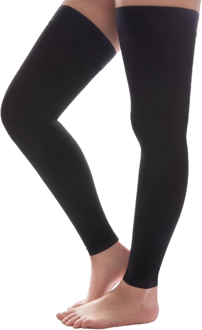 Thigh High Compression Socks Women & Men, 20-30mmHg Thigh High Compression Stockings, Medical Compression Socks with Silicone Dot Band-Best for Varicose Veins, Swelling (Footless,Black), M