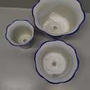 Galt International Blue & White Floral Porcelain Ceramic Decorative Flower Pot 8"/6"/4.5" Garden Pots Chinese Asian Design - Set of 3 Cylinder Fluted Edge
