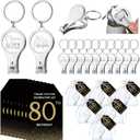Zeyune 30 Sets 80th Birthday Party Favors for Guests Beer Bottle Opener Nail Clippers Keychains Bulk Thank You Cards with Organza Gift Bags for Birthday Anniversary Souvenirs Return Gifts