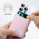TopMade Phone Card Holder, Premium Leather Phone Wallet Stick on, Stronger 3M Adhesive Credit Card Holder for Back of Phone Case, iPhone, Samsung, and Android, RFID Blocking, Fit 4 Cards, Pink