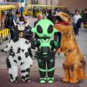 Inflatable Dinosaur Costume for Adult Halloween Dinosaur Costumes Blow up T rex Costume for Adults (Brown)