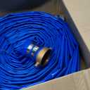 DAVCO 2" ID 100 ft Pool Backwash Hose, Heavy Duty Reinforced Blue PVC Lay Flat Water Discharge Pump Hoses For Swimming Drain Pools and Clean Filters, With Aluminum Pin Lug Fittings