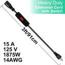 Extension Cord with Switch On/Off Waterproof Switch 3Ft No Plugging and Unplugging Invintage Stereo Devices Without Built-in Power Switch(3 FT)