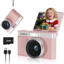 Digital Camera for Kids: 2" 180Flip Screen 30MP Point-and-Shoot Camera, with 32GB Memory Card, Compact & Portable for Kids and Teens (Light Pink)