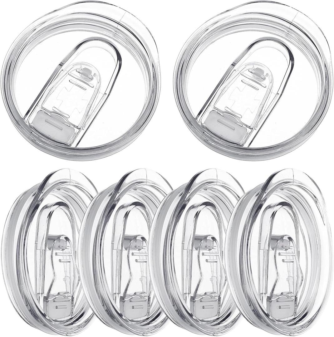 6 Pack Tumbler Lid Replacement, 8-12 OZ Water Bottle Tops, Slider Cup Lids, Spill Proof Coffee Cup Cover, BPA Free Clear Cups Covers for 2.8 Inch Mouth Tumbler Cooler