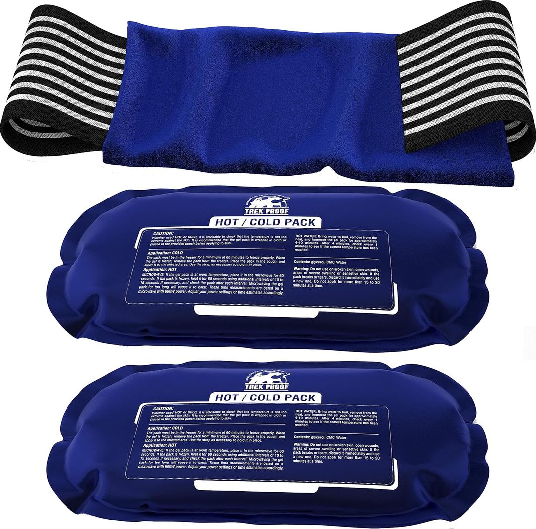 Ice Pack (3-Piece Set)  Reusable Hot and Cold Therapy Gel Wrap Support Injury Recovery, Alleviate Joint and Muscle Pain  Rotator Cuff, Knees, Back & More (3 Piece Set - Classic)