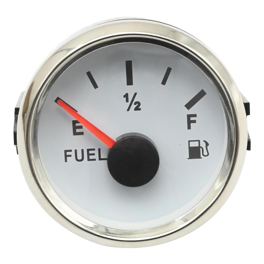 Anxingo 73-10 ohms Boat Fuel Level Gauge, White 52mm 9-32VDC Universal Boat Fuel Gas Tank Meter for Marine Car RV Yacht Motorcycle Automotive