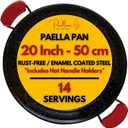 Paelluxe Paella Pan Enamelled, No-Rust Steel Skillet Easy-to-Clean Pan for Propane & Gas Burners Indoor & Outdoor Cooking Cacerola Paellera Sarten 20 Inch, for 14 Servings