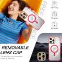 Fiyart Designed for iPhone 16 Pro Case,Compatible with MagSafe Plating Removable Lens Cover Clear Magnetic Shockproof Phone Bumper for Women Girls 6.3"-Hot Pink