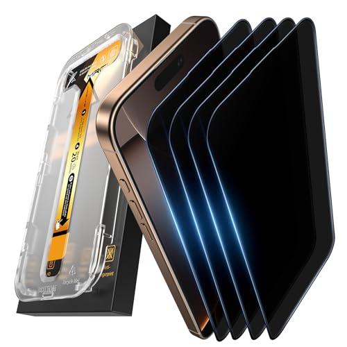 MRGLAS 4-Pack Privacy Screen Protector for iPhone 16 Pro Max [100% Anti-Spy][9H+ Military-Grade Aerospace Glass][Auto-Alignment Kits] Shatterproof Tempered Glass Film for 16 Pro Max 6.9" Zero-Bubble