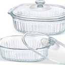 M MCIRCO 4-Piece Glass Casserole Baking Dish, Set of 2 Casseroles With Glass Lids, 1.9 Qt and 3 Qt