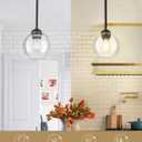 Emak 7 Inch Globe Pendant Light, Matte Black Pendant Light Fixtures with Clear Glass, 1-Light Hanging Lights for Kitchen, Bathroom, Bedroom, Hallway, 2 Pack, PL119-BK-2PK