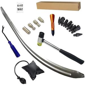 NIUVOCY Big Size Dent Rods, Paintless Car Dent Removal Tool,Front Fender Damage Repair, Curved Rod Crowbar,Hook Rods Tools Kit