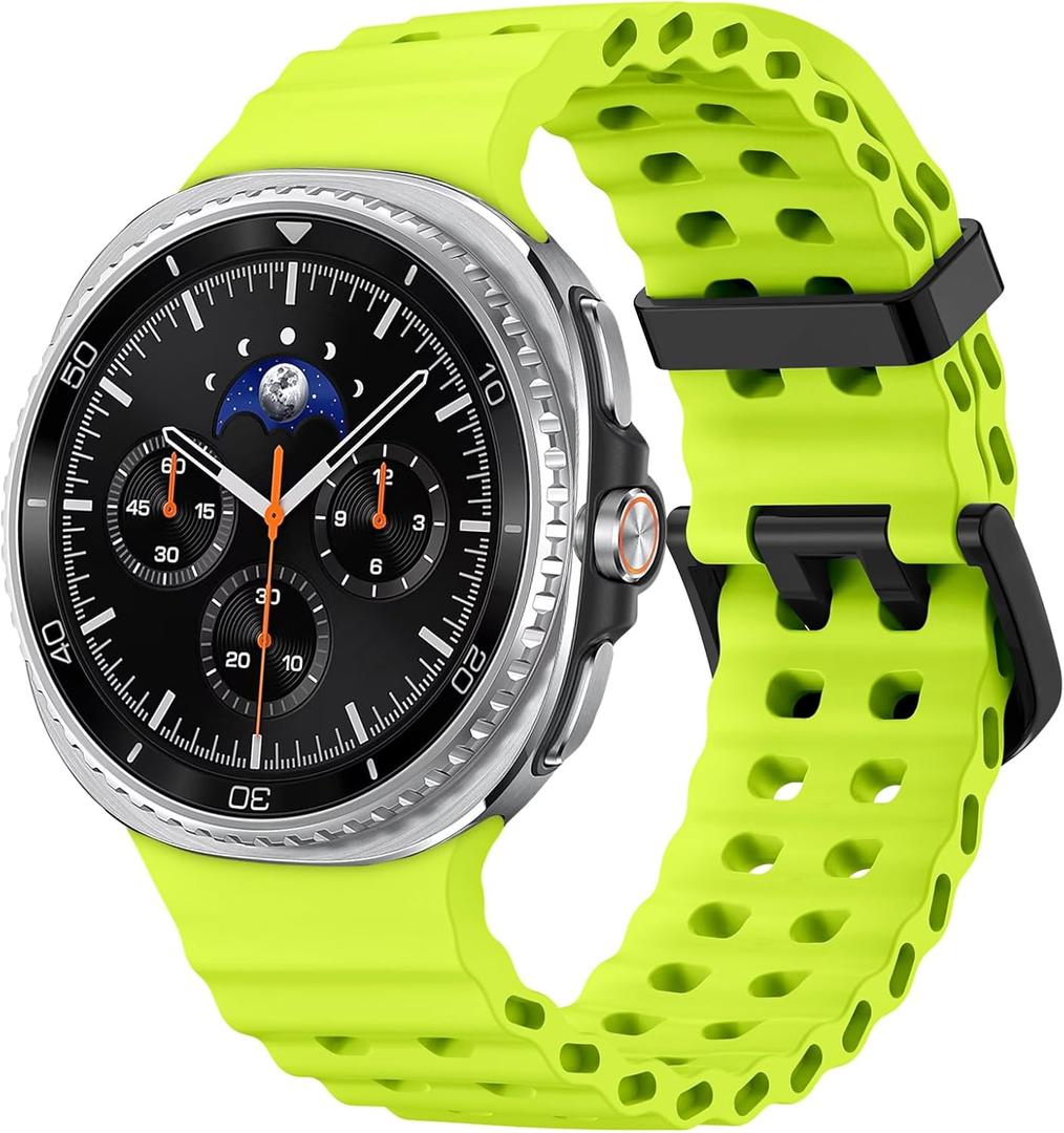 Silicone Band for Samsung Galaxy Watch 8 Classic 46mm/Galaxy Watch 8 44mm 40mm, No Gap Soft Breathable Marine Replacement Sport Strap for Galaxy 8 Watch Bands Men Women