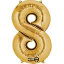 Anagram Number 8 Gold Foil Balloon, 34" and Candle Holder