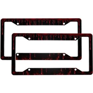 Halloween Red License Plate Frame 2 Pack Accessories Cars Decor 12.3 X 6.3 Inches for Men Women