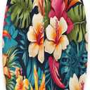 Hawaii Tropical Floral Pattern Hibiscus Flowers Palm Leaves Throw Pillow (16x16)