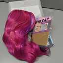 Short Bob Wigs with Bangs for Women Loose Wavy Wig Curly Wavy Shoulder Length Bob Synthetic Cosplay Wig for Girl Colorful Costume Wigs (Rose mixed Purple)