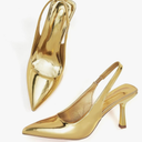 GENSHUO Women's Slingback Kitten Heel Pointed Closed Toe Stiletto Pumps Slip on Elastic Strap Wedding Party Dress Sandals Shoes 8.5