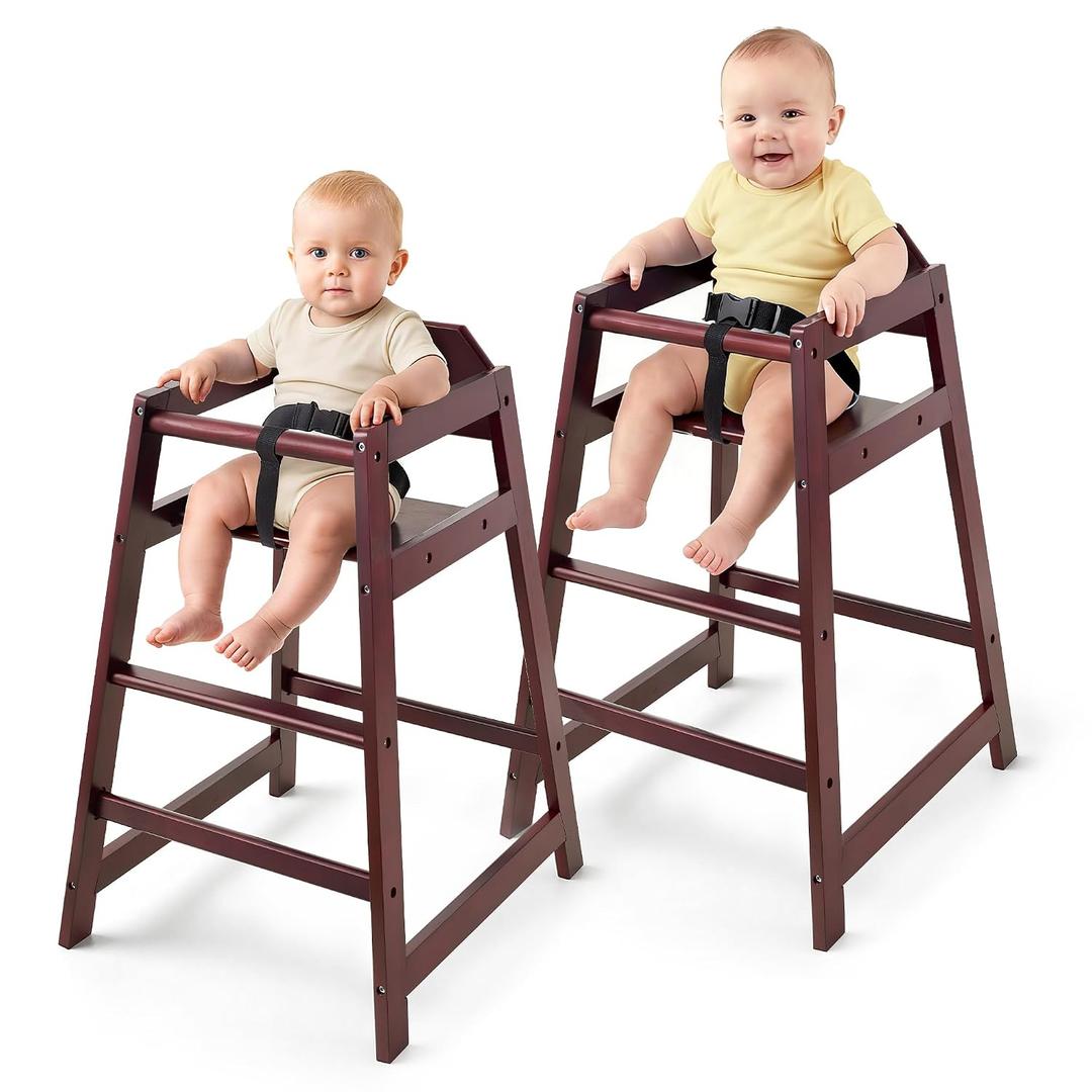 2 Pack High Chair for Baby & Toddler,Restaurant Style-Burgundy