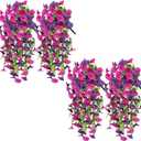 Artificial Hanging Morning Glory Flowers,4PCS Realistic Artificial Hanging Flowers for Outdoor, Wedding Corridor Yard Gardens Porches Patios Balconies Aisle Decor, Color (4)