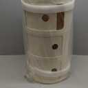 3 Tier Round Nightstand with Drawer, White Round Side Table Small Plastic Storage End Table Suitable for Bedroom, Living Room, Bathroom