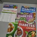 HAMIEW 5 Pack Diabetes Food List Chart & 80+ Meal Planner Recipes for Beginner, Laminated Diabetes Diet Plan for Type 1 & 2, Food To Eat - Avoid w/Serving Size, Glycemic Index (GI), Net Carbs Calories