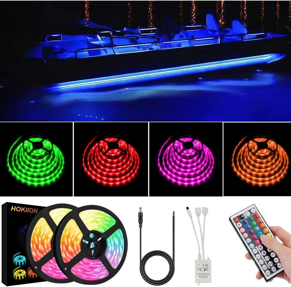 LED Boat Strip Lights, 12v 40FT Multi-Color Marine Pontoon Led Lights, Waterproof Boat Interior Light, Boats Deck Gunnel Hull Trailer Courtesy Light Strip, Night Fishing Lighting for Bass Jon Yacht