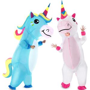 2 Pcs Unicorn Halloween Inflatable Costume for Adult Blow up Unicorn Funny Full Body Inflatable Halloween Costume for Men Women Inflatables Party Cosplay