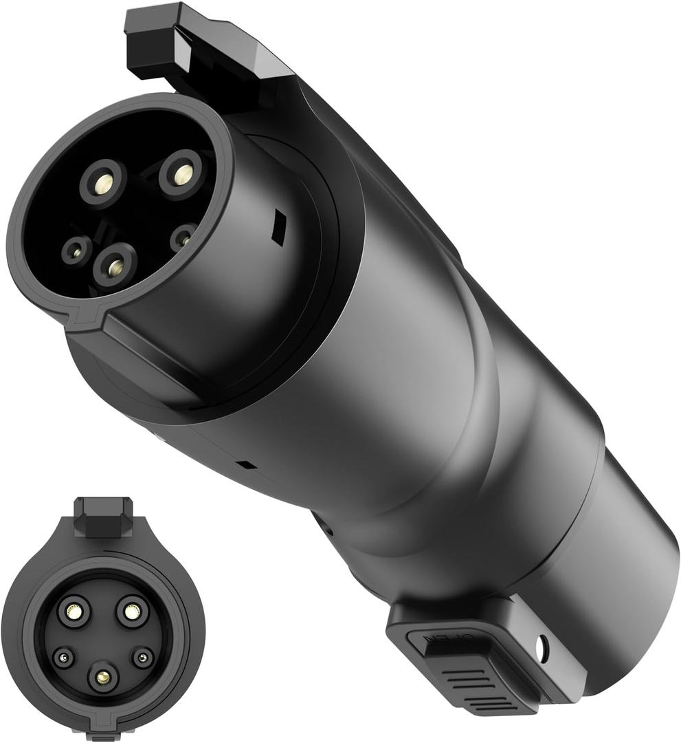 Tesla to J1772 Adapter with Fixed Lock Works, Max 80A 250V Converter Compatible with Nacs Wall Mobile Connector Target Chargers for All J1772 EVs (Black)