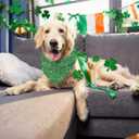 St. Patrick's Day Dog Bandana, Lucky Pet Bandana, Shamrock Irish Style Pet Triangle Scarf, Clover Pets Accessories, Holiday Triangle Dog Bandanas for Small Medium Dogs