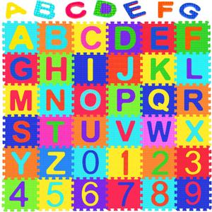 Febyyer 36 Tiles Childrens Foam Puzzle Mat, Play Mat, Play Rug with Letters of The Alphabet and Numbers(Random Color)