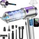 Handheld Car Vacuum Portable Cordless, 22000Pa High-Power Suction Hand held Vacuum Cleaner & Air Duster for Car Cleaning, Home, Office, Pet Hair | Multi-Nozzle, Washable Filter, LED Light (Silver)