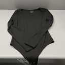 REORIA Women's Sexy Basic Scoop Neck Long Sleeve Double Lined Layering Slim Bodysuit Tops (Medium, Black)