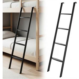 JY PERFORMANCE RV Bunk Bed Ladder, 55 Inch Anti-Slip Bunk Ladder, Heavy Duty 330 lbs Max Capacity, Extra Wide Foot Steps, Integrated Hooks for Camper Motorhome Trailer, Black