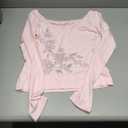 Y2k V Neck Floral Tops Women Fairy Grunge Vintage Long Sleeve Top 2000s Emo Graphic Cute Cloth, M