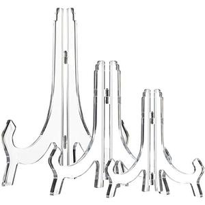 HESTYA 3 Pieces 4.5/7/9.8 Inch Clear Acrylic Easels Display Stands Plate Stands Holders to Display Pictures or Other Items for Weddings, Birthdays, Home Decoration, Tables