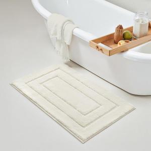 GRANNY SAYS Bathroom Rugs Non Slip, 16" x 24", Bath Rugs for Bathroom Washable, Bath Mats for Bath Floor, Microfiber Bath Mat for Tub, Absorbent Bath Rugs for Bath, Ivory