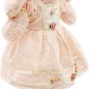Oits cute Small Soft Stuffed Animal Bunny Rabbit Plush Toy for Baby Girls 15inch (Pink Rabbit Wearing Pink Vintage Dress)