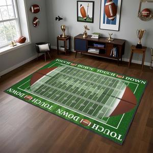 Football Rug for Bedroom,5'x7' Non-Slip Football Field Rugs,Sports Rug for Room and Lving Room Decor (Green)