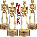 Halloween Party Supplies, Halloween Trophy Awards, 24 Pack Halloween Costume Contest Trophies for Kids Adults with Sticker, Golden Skeleton Trophy for Party Awards