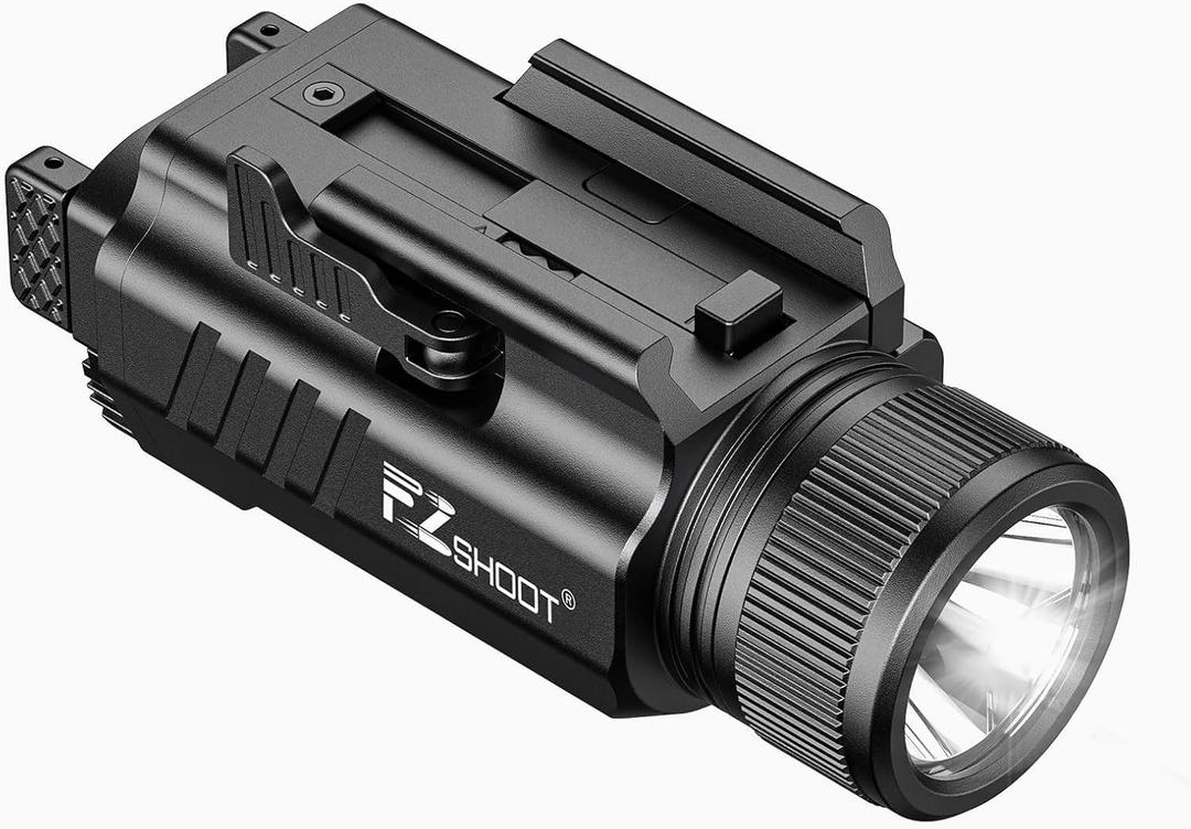 EZshoot 2000 Lumen Pistol Light with Quick Release, Magnetic Rechargeable Pistol Flashlight with Adjustable Slide Rail, Picatinny Flashlight with Strobe Mode for Home Defense, Hunting
